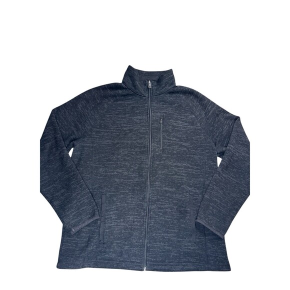 SWISSTECH Full Zip Sweater Jacket Black Heather Zipper Pockets Large Cozy Casual - Picture 1 of 10